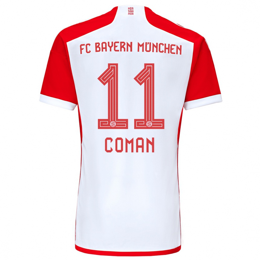 Kids  Kingsley Coman #11 Red White Home Jersey 2023/24 T-Shirt