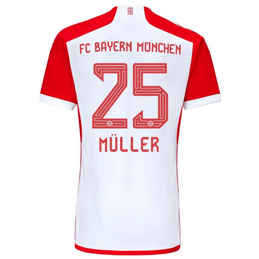 Kids  Thomas Muller #25 Red White Home Jersey 2023/24 T-Shirt