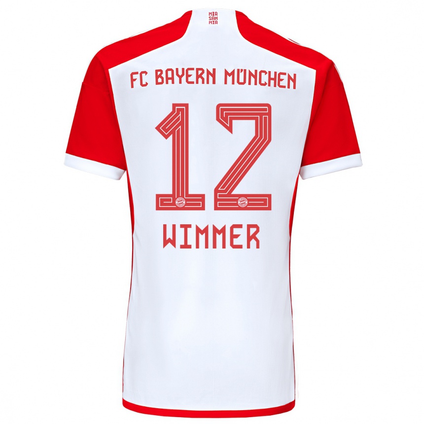 Kids  Benedikt Wimmer #12 Red White Home Jersey 2023/24 T-Shirt