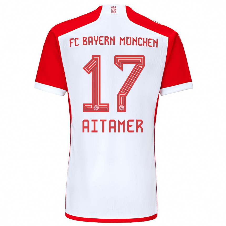 Kids  Younes Aitamer #17 Red White Home Jersey 2023/24 T-Shirt