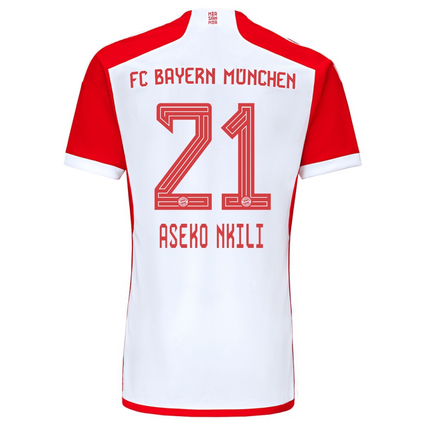 Kids  Noel Aseko Nkili #21 Red White Home Jersey 2023/24 T-Shirt