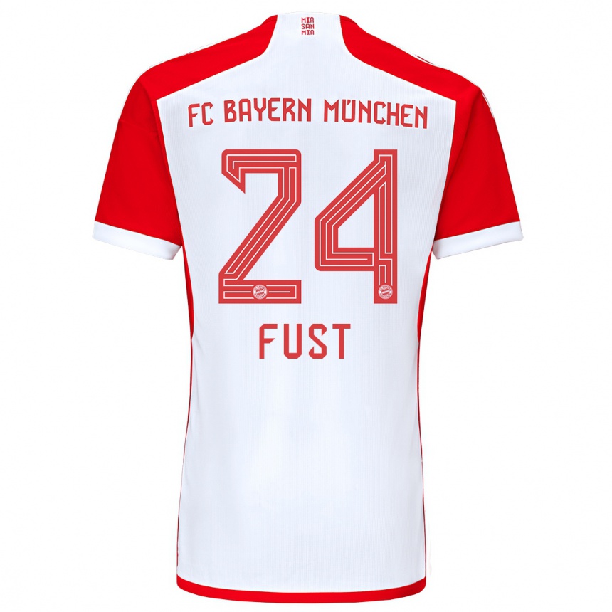 Kids  Leon Fust #24 Red White Home Jersey 2023/24 T-Shirt