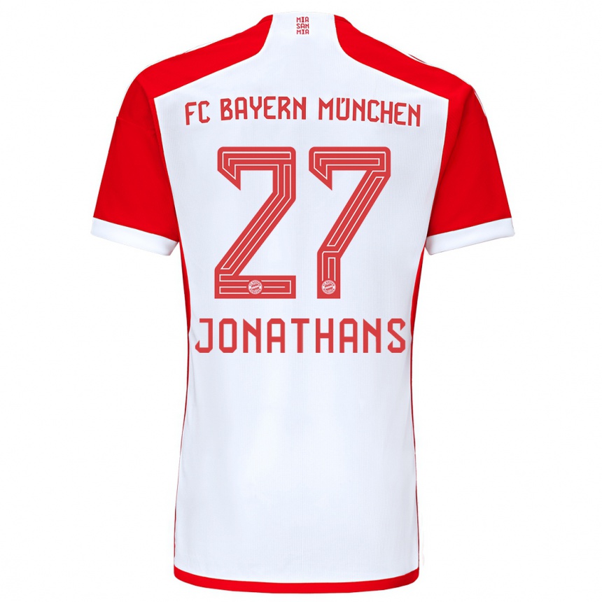 Kids  David Jonathans #27 Red White Home Jersey 2023/24 T-Shirt