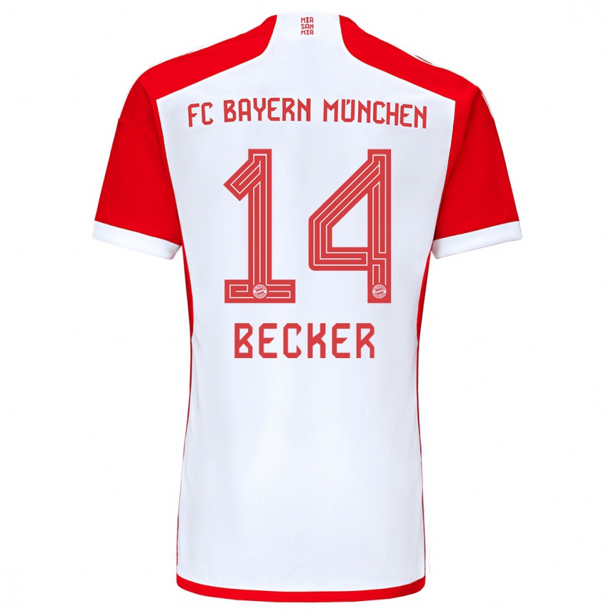 Kids  Lennard Becker #14 Red White Home Jersey 2023/24 T-Shirt