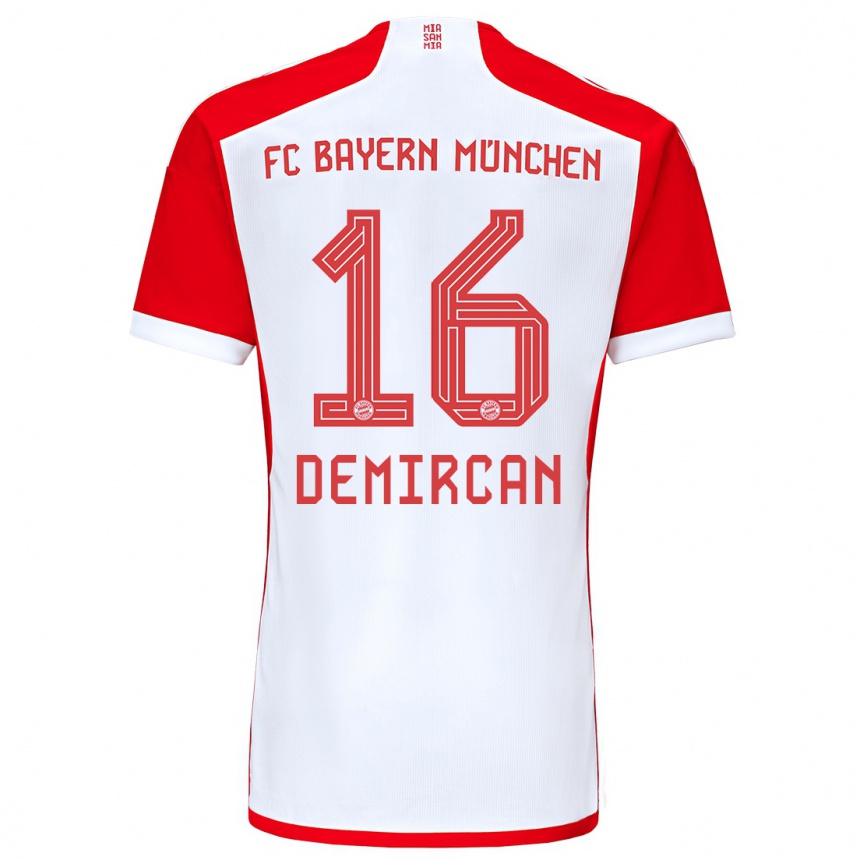 Kids  Emirhan Demircan #16 Red White Home Jersey 2023/24 T-Shirt