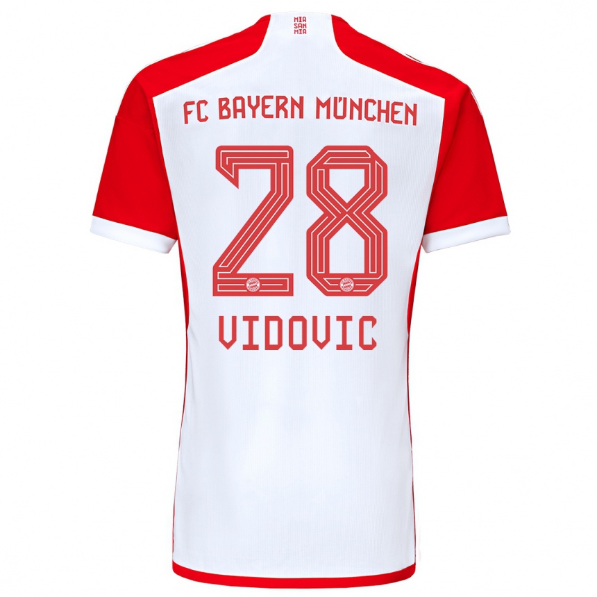 Kids  Gabriel Vidovic #28 Red White Home Jersey 2023/24 T-Shirt