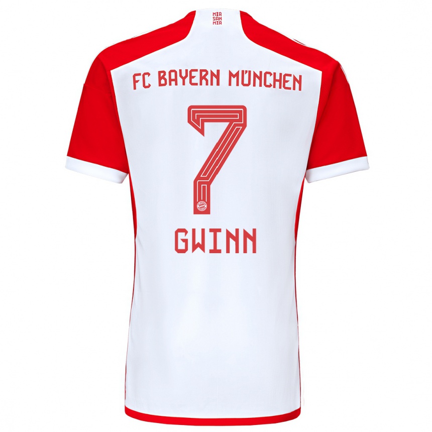 Kids  Giulia Gwinn #7 Red White Home Jersey 2023/24 T-Shirt