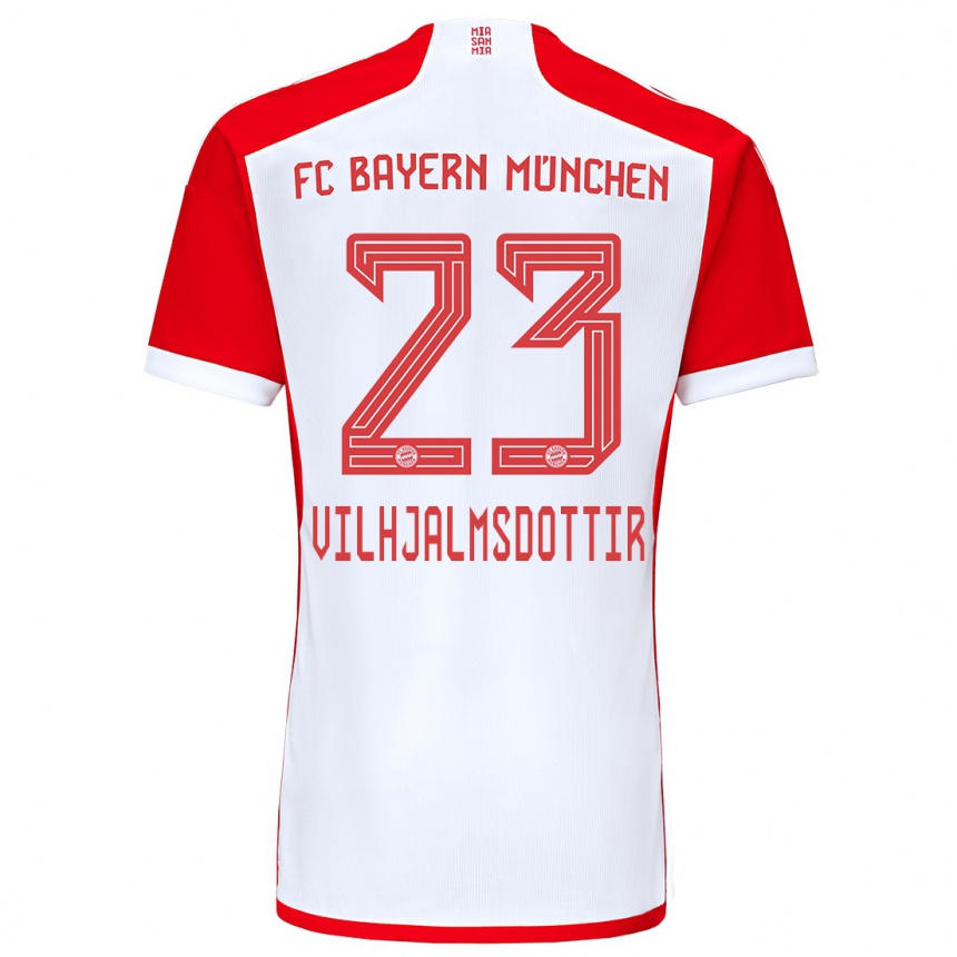 Kids  Karolina Lea Vilhjalmsdottir #23 Red White Home Jersey 2023/24 T-Shirt