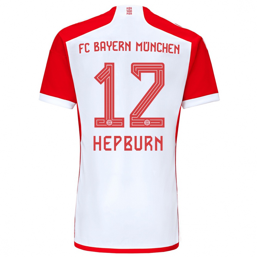 Kids  Barry Hepburn #12 Red White Home Jersey 2023/24 T-Shirt