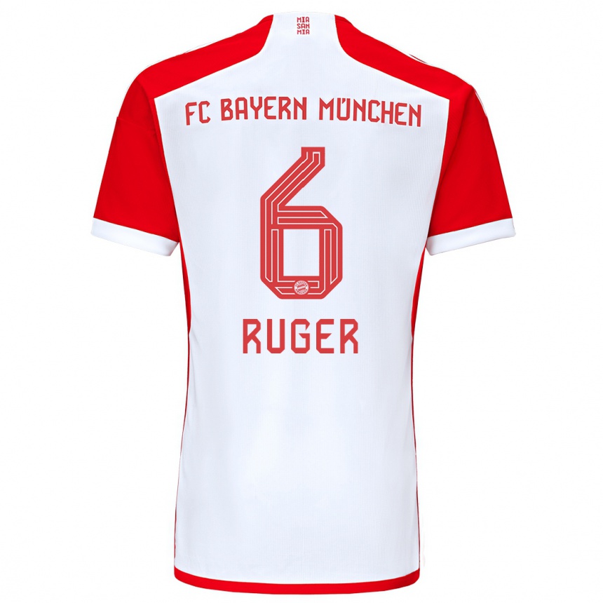 Kids  Kurt Ruger #6 Red White Home Jersey 2023/24 T-Shirt