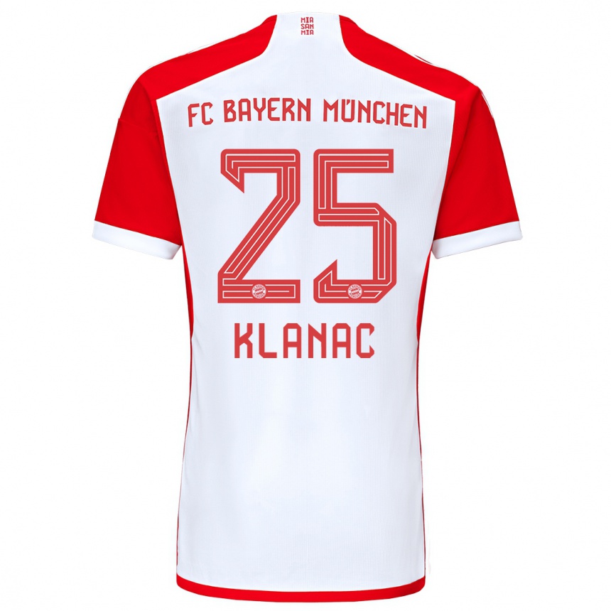 Kids  Luka Klanac #25 Red White Home Jersey 2023/24 T-Shirt