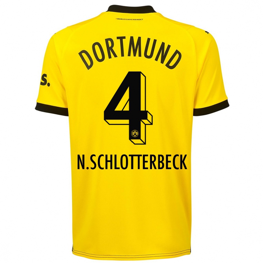 Kids  Nico Schlotterbeck #4 Yellow Home Jersey 2023/24 T-Shirt