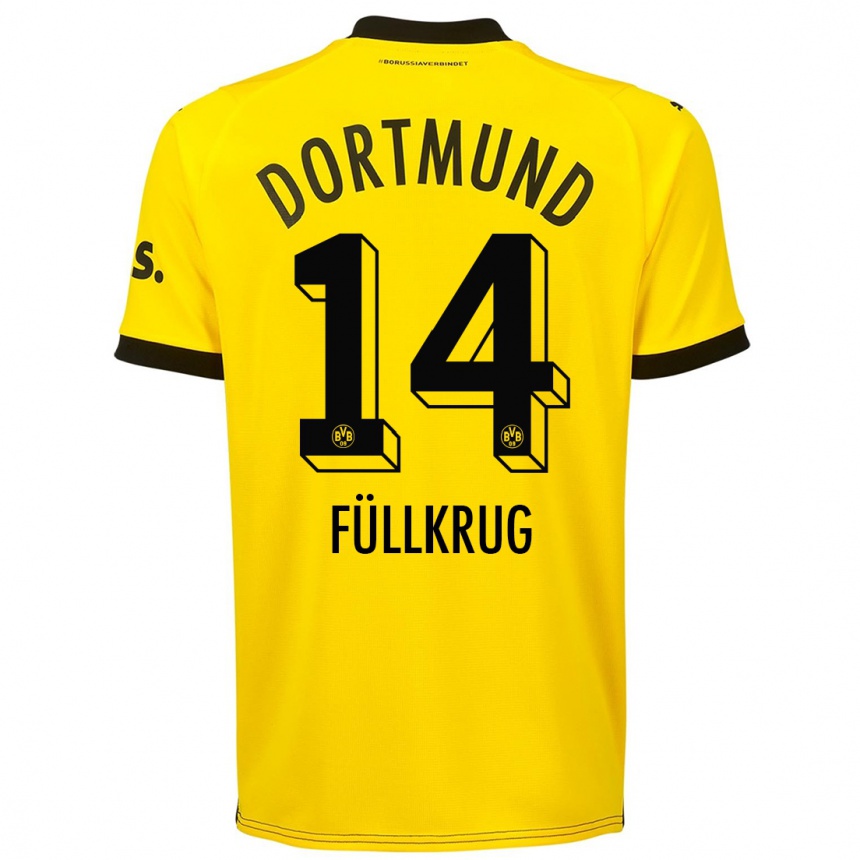 Kids  Niclas Füllkrug #14 Yellow Home Jersey 2023/24 T-Shirt