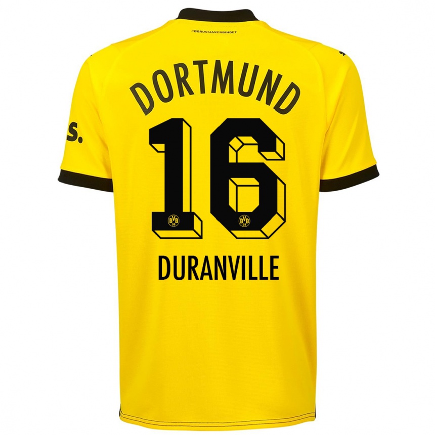 Kids  Julien Duranville #16 Yellow Home Jersey 2023/24 T-Shirt