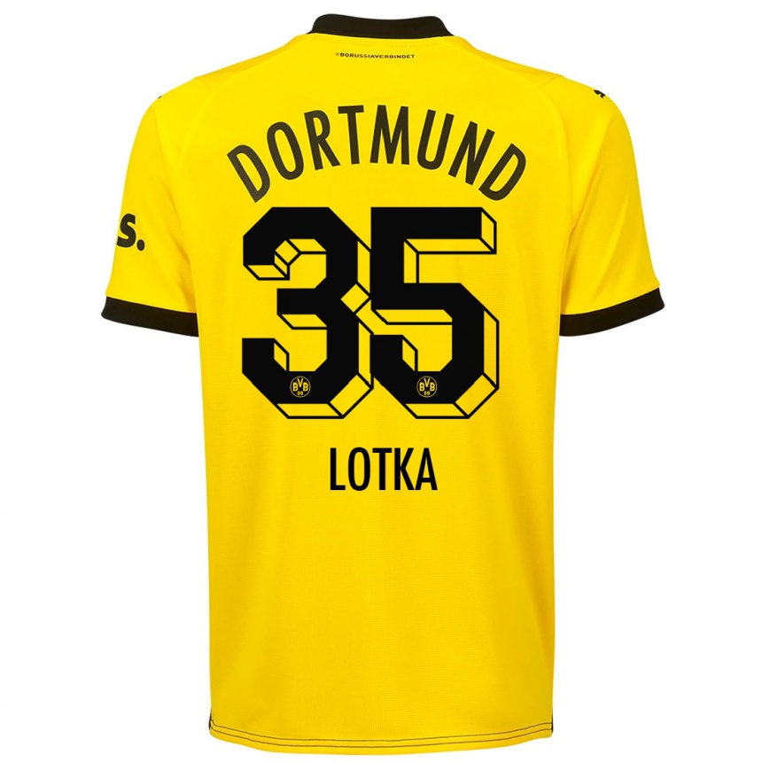 Kids  Marcel Lotka #35 Yellow Home Jersey 2023/24 T-Shirt