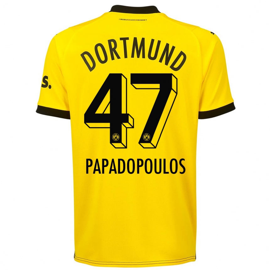 Kids  Antonios Papadopoulos #47 Yellow Home Jersey 2023/24 T-Shirt