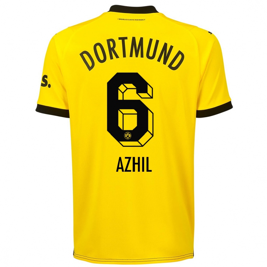 Kids  Ayman Azhil #6 Yellow Home Jersey 2023/24 T-Shirt