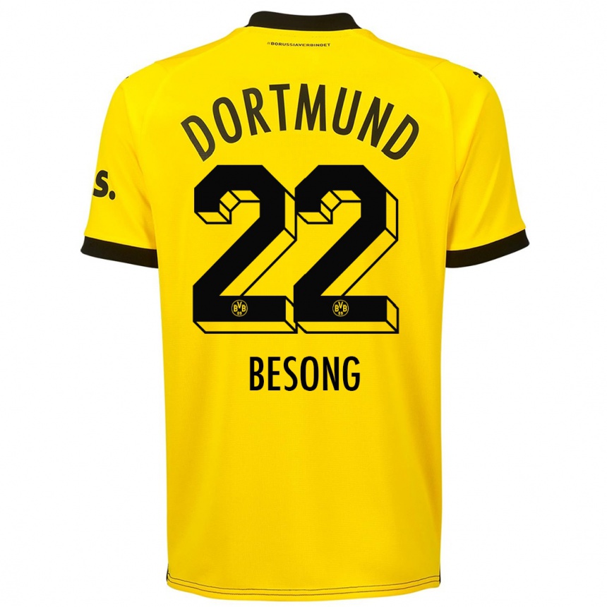 Kids  Paul-Philipp Besong #22 Yellow Home Jersey 2023/24 T-Shirt