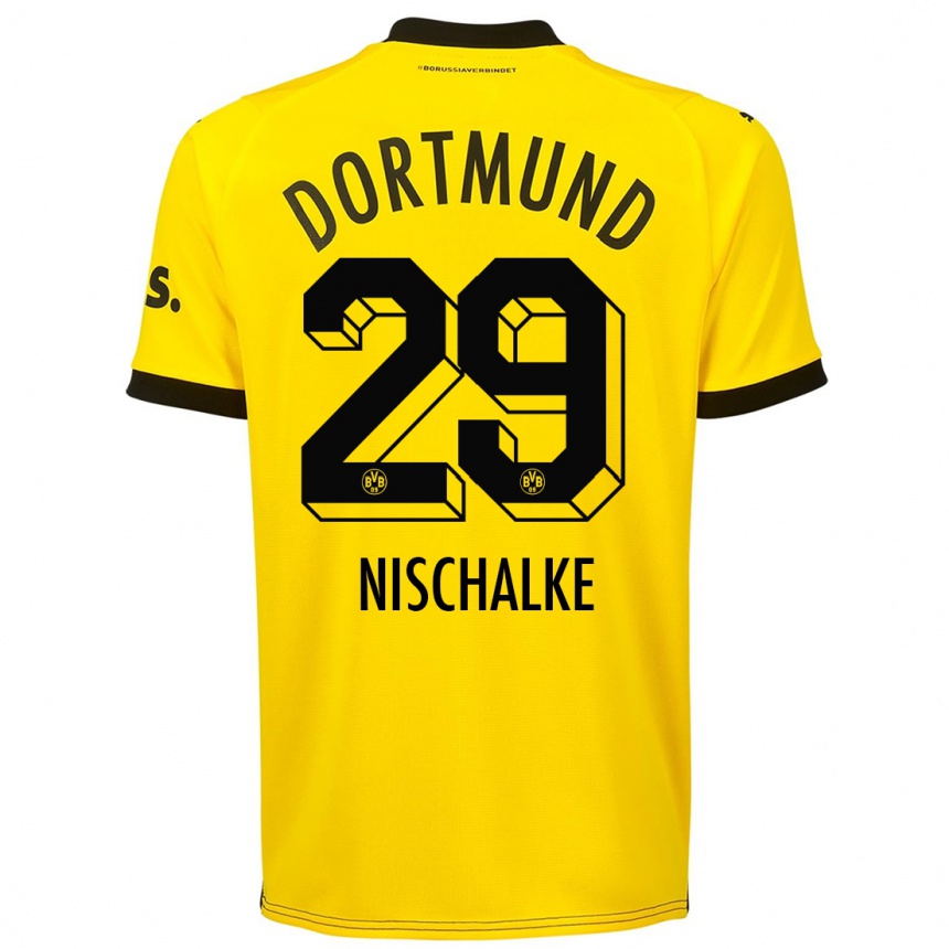 Kids  Jermain Nischalke #29 Yellow Home Jersey 2023/24 T-Shirt