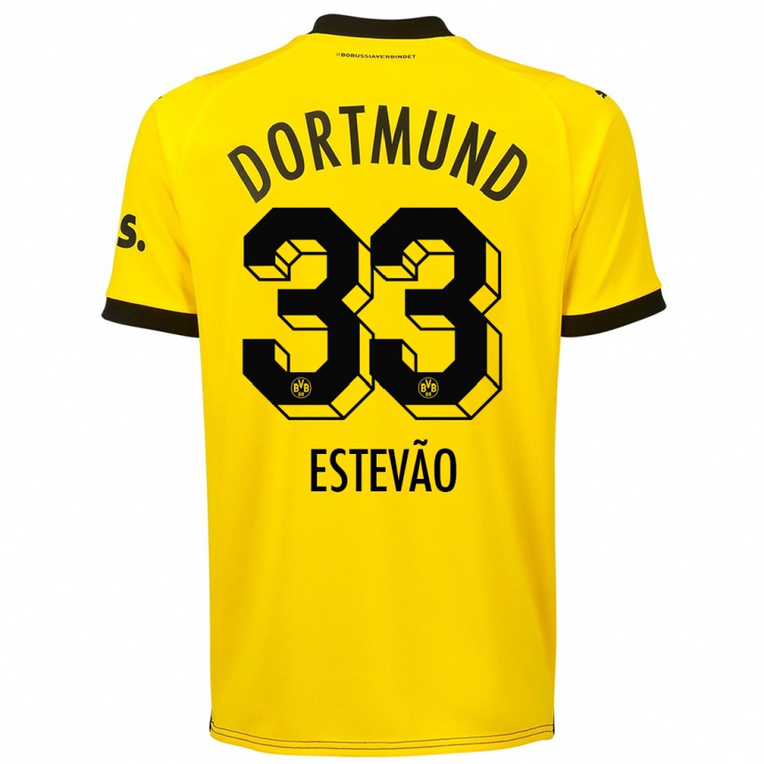 Kids  Tiago Estevão #33 Yellow Home Jersey 2023/24 T-Shirt