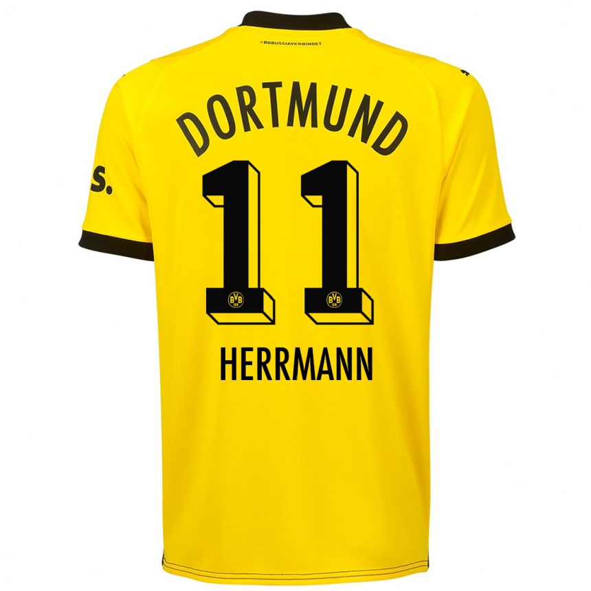 Kids  Charles Herrmann #11 Yellow Home Jersey 2023/24 T-Shirt