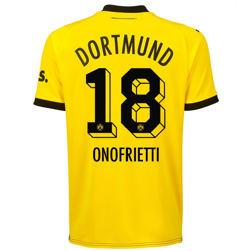 Kids  Vincenzo Onofrietti #18 Yellow Home Jersey 2023/24 T-Shirt