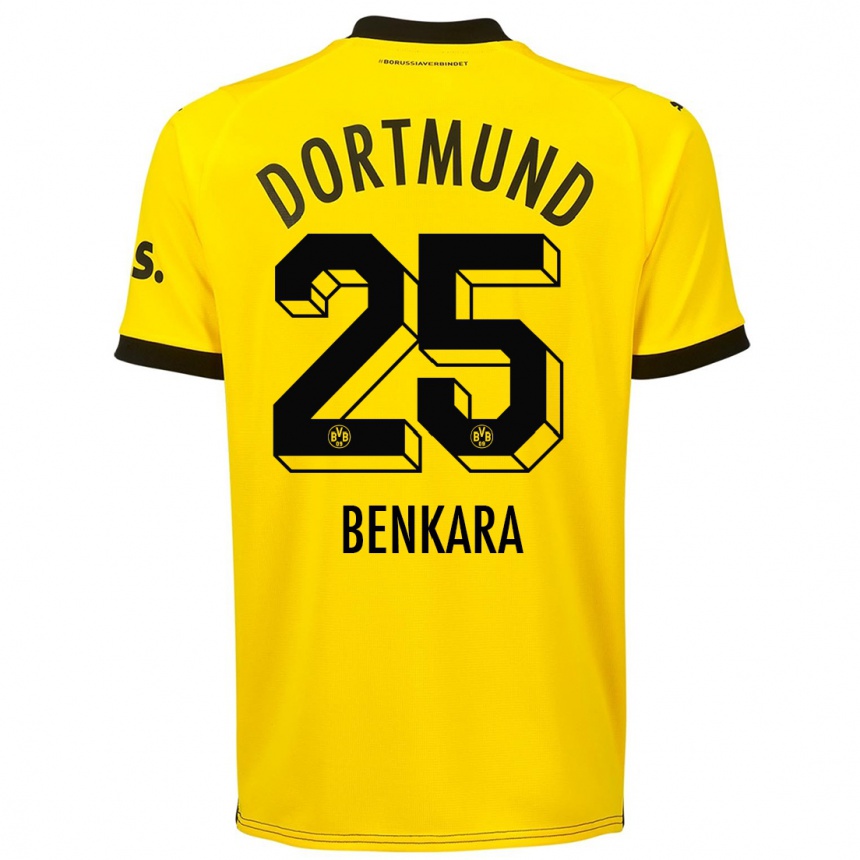 Kids  Elias Benkara #25 Yellow Home Jersey 2023/24 T-Shirt