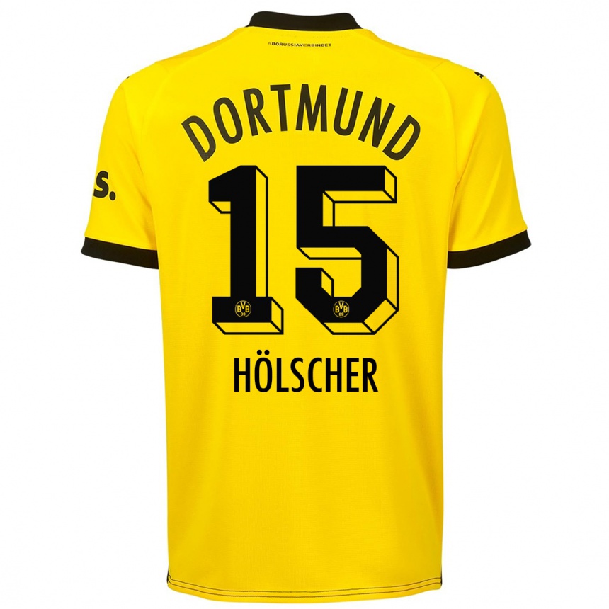 Kids  Mats Hölscher #15 Yellow Home Jersey 2023/24 T-Shirt