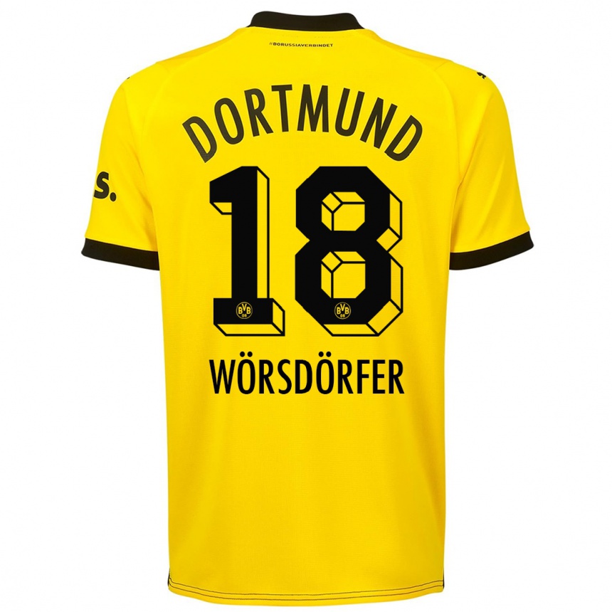 Kids  Len Wörsdörfer #18 Yellow Home Jersey 2023/24 T-Shirt