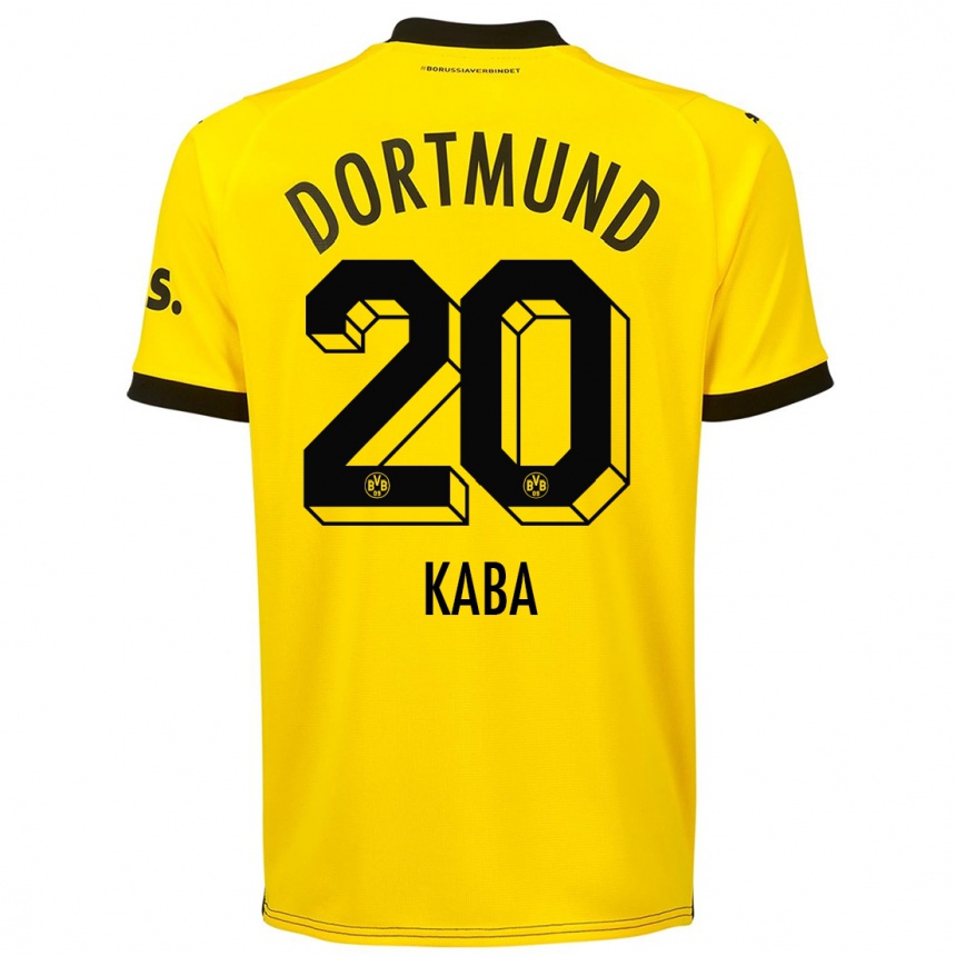 Kids  Mussa Kaba #20 Yellow Home Jersey 2023/24 T-Shirt