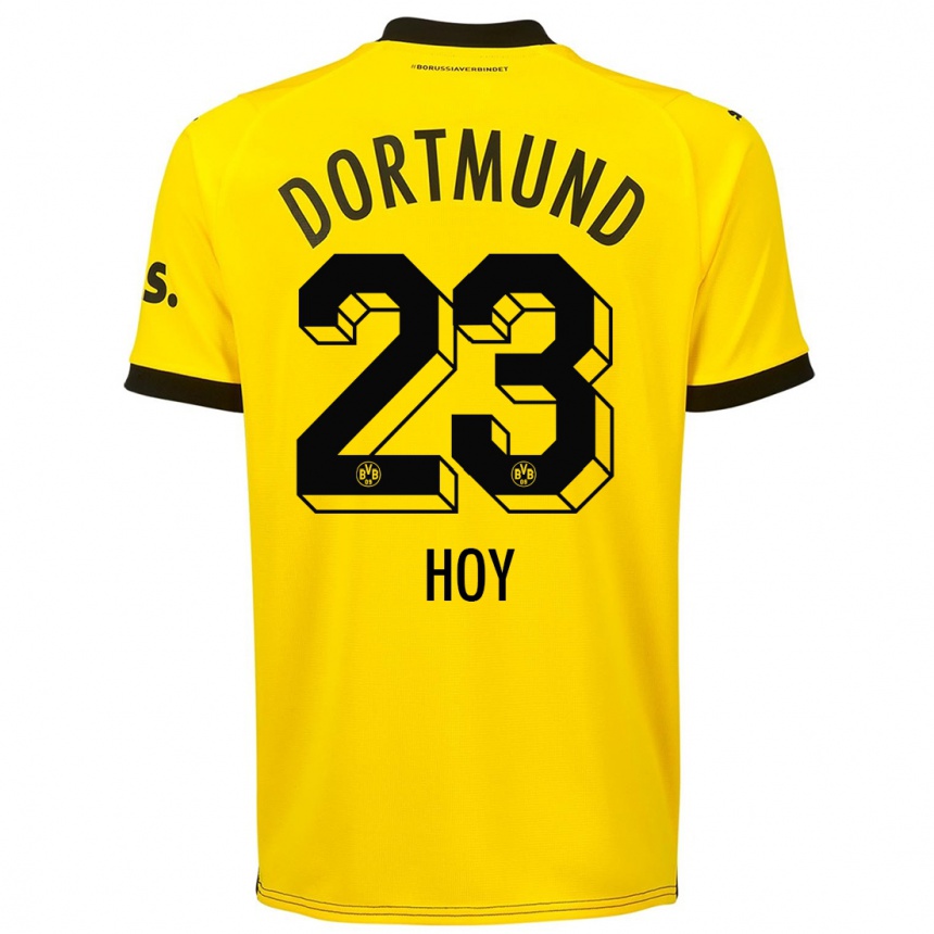 Kids  Justin Hoy #23 Yellow Home Jersey 2023/24 T-Shirt