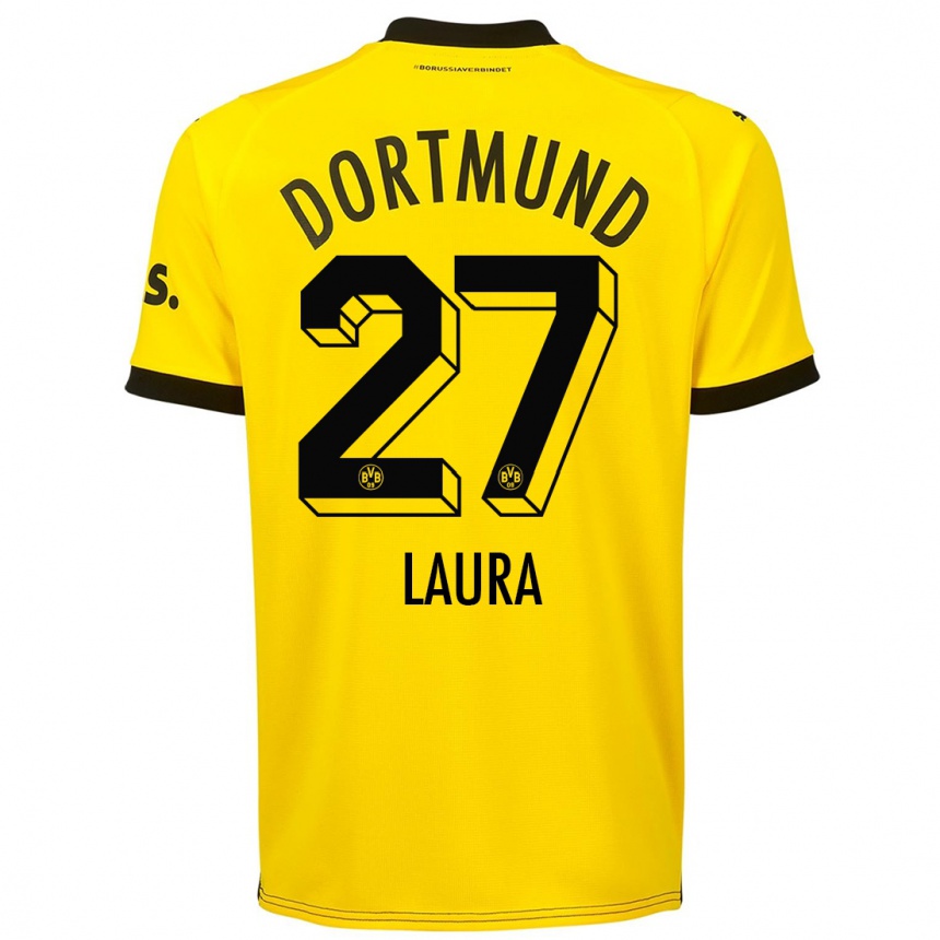 Kids  Van Der Heijden Laura #27 Yellow Home Jersey 2023/24 T-Shirt
