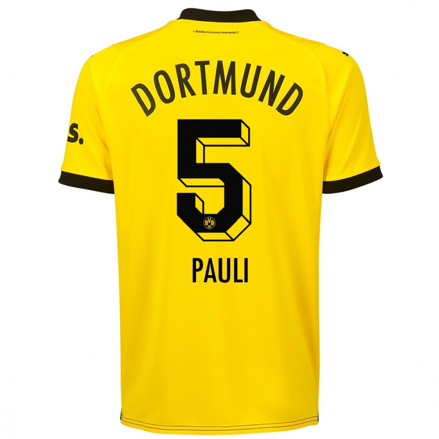 Kids  Julian Pauli #5 Yellow Home Jersey 2023/24 T-Shirt