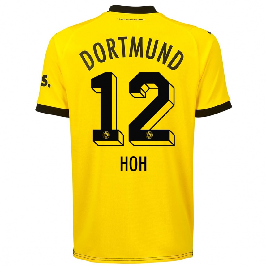 Kids  Hendrik Hoh #12 Yellow Home Jersey 2023/24 T-Shirt