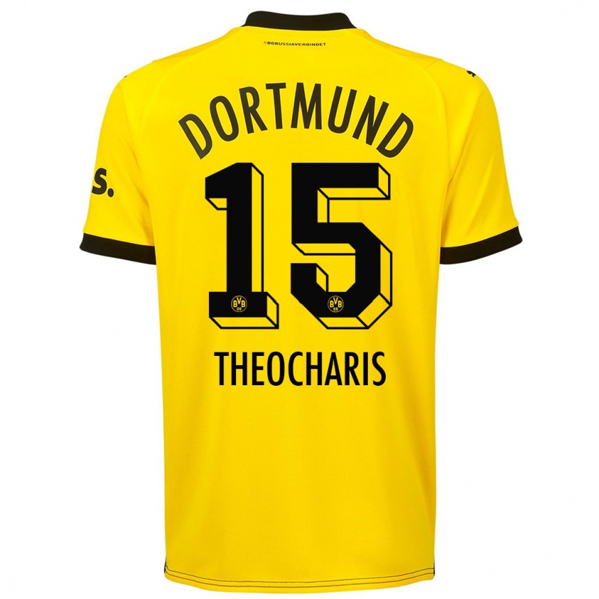 Kids  Elefterios Theocharis #15 Yellow Home Jersey 2023/24 T-Shirt