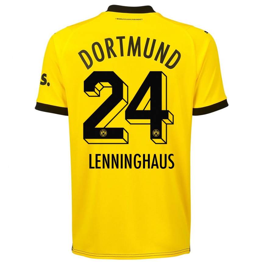 Kids  Mika Lenninghaus #24 Yellow Home Jersey 2023/24 T-Shirt