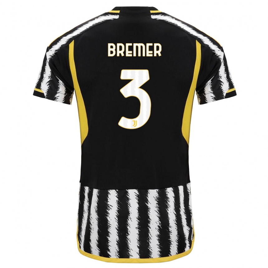 Kids  Bremer #3 Black White Home Jersey 2023/24 T-Shirt