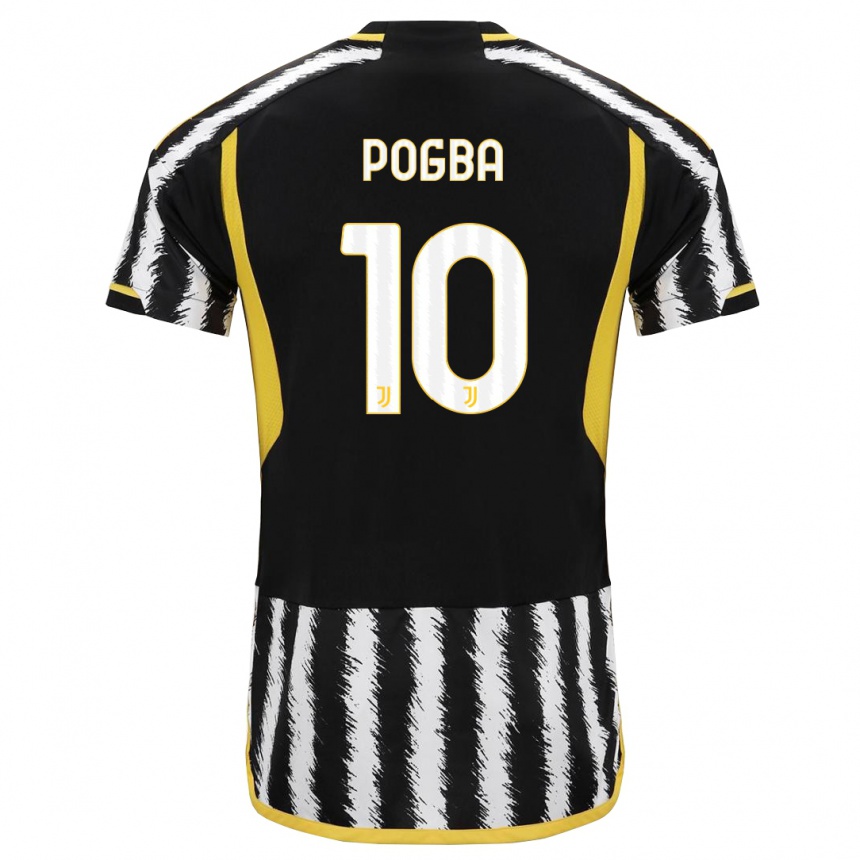 Kids  Paul Pogba #10 Black White Home Jersey 2023/24 T-Shirt