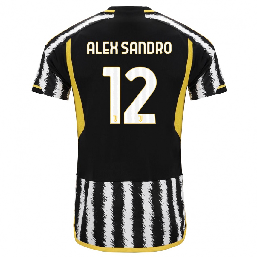 Kids  Alex Sandro #12 Black White Home Jersey 2023/24 T-Shirt