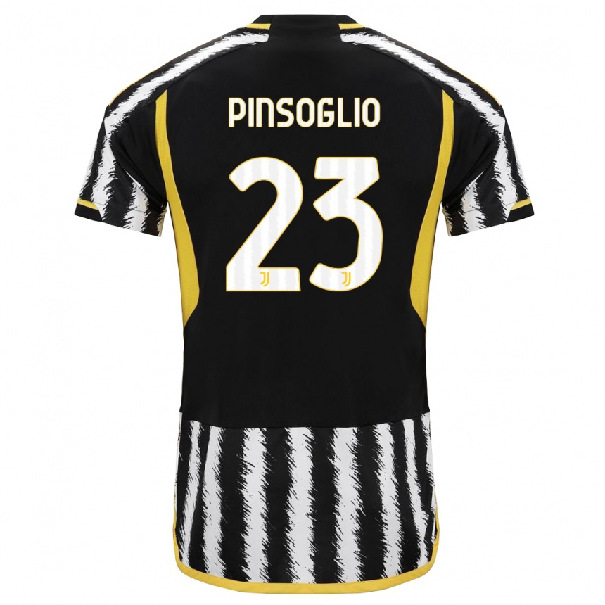 Kids  Carlo Pinsoglio #23 Black White Home Jersey 2023/24 T-Shirt