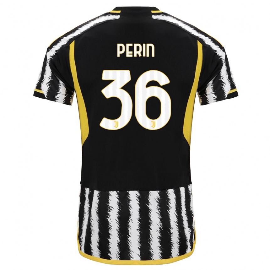 Kids  Mattia Perin #36 Black White Home Jersey 2023/24 T-Shirt