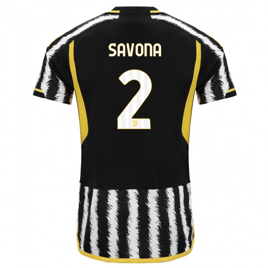 Kids  Nicolo Savona #2 Black White Home Jersey 2023/24 T-Shirt