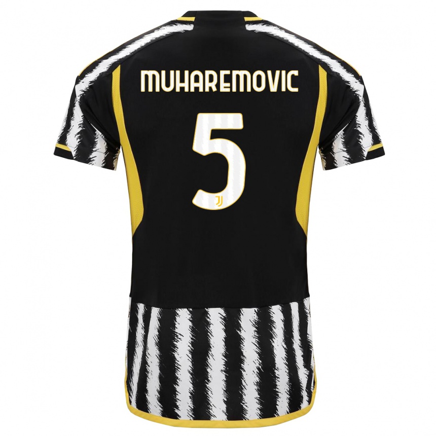 Kids  Tarik Muharemovic #5 Black White Home Jersey 2023/24 T-Shirt
