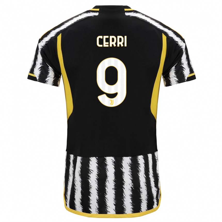 Kids  Leonardo Cerri #9 Black White Home Jersey 2023/24 T-Shirt