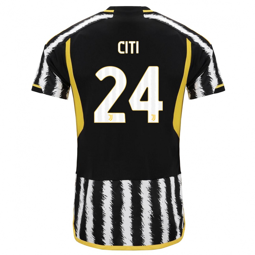 Kids  Alessandro Citi #24 Black White Home Jersey 2023/24 T-Shirt