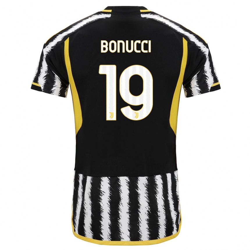 Kids  Leonardo Bonucci #19 Black White Home Jersey 2023/24 T-Shirt