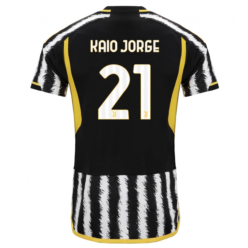 Kids  Kaio Jorge #21 Black White Home Jersey 2023/24 T-Shirt