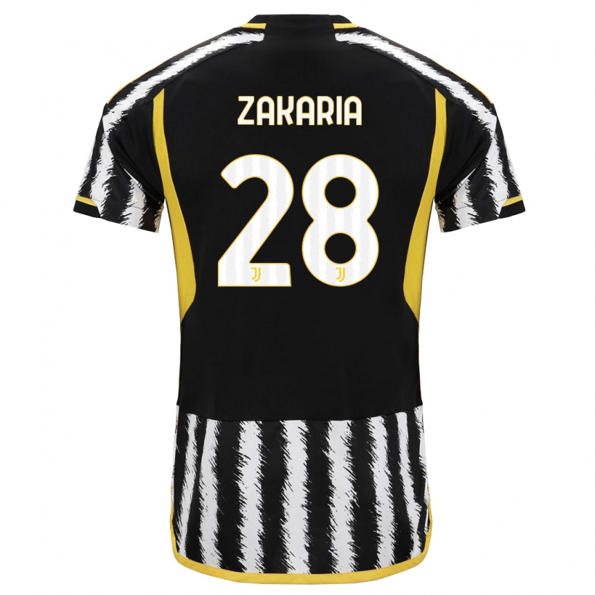 Kids  Denis Zakaria #28 Black White Home Jersey 2023/24 T-Shirt