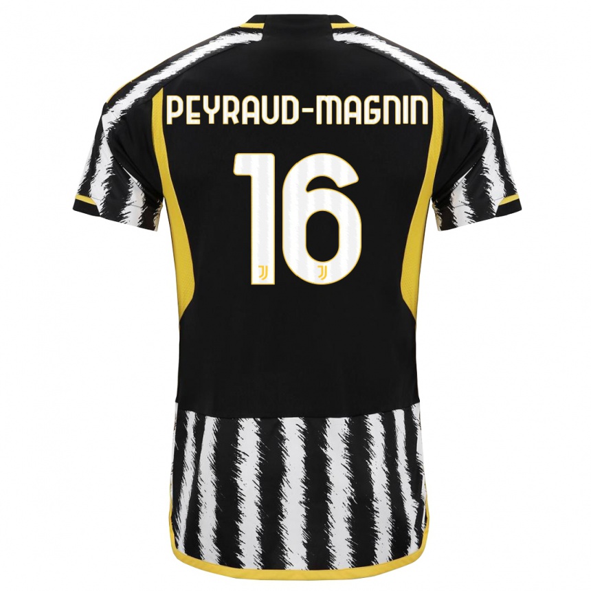 Kids  Pauline Peyraud-Magnin #16 Black White Home Jersey 2023/24 T-Shirt