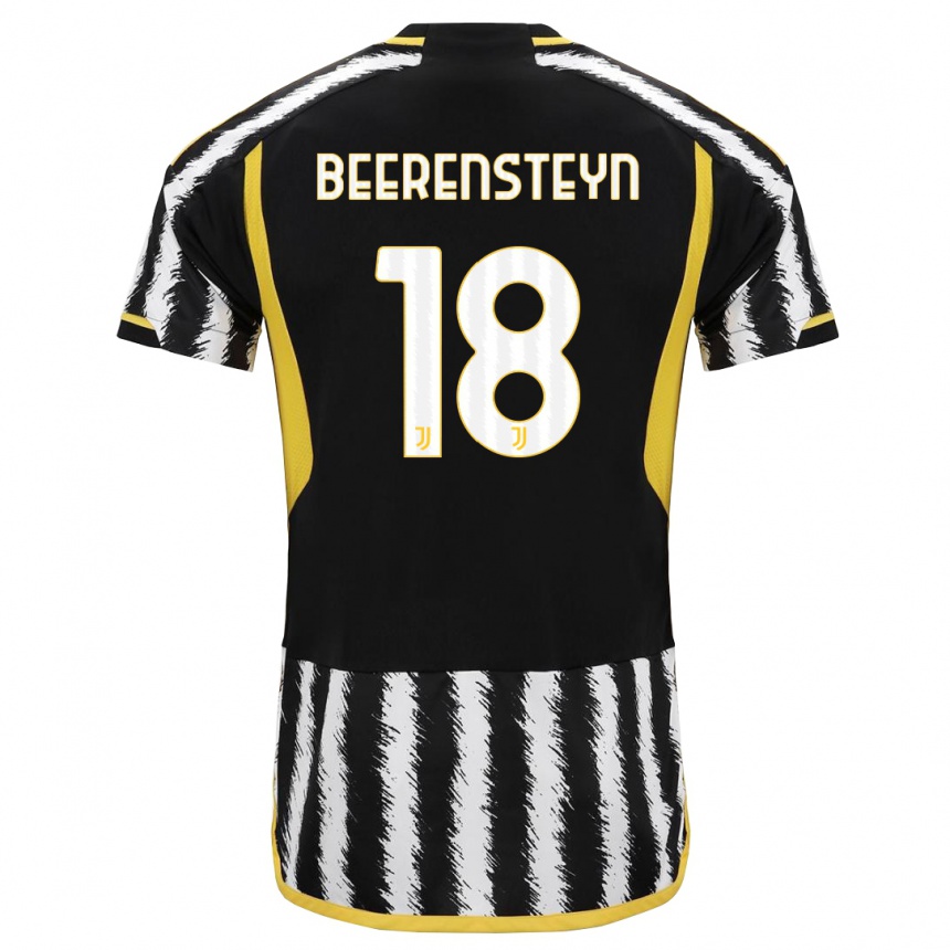 Kids  Lineth Beerensteyn #18 Black White Home Jersey 2023/24 T-Shirt